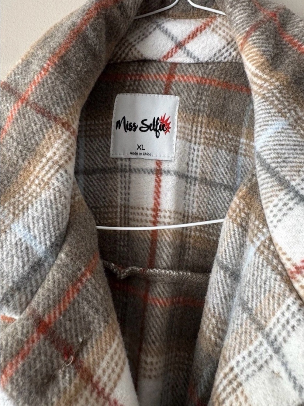 Miss Selfridge Plaid Trench Coat in Beige, Rust & Cream Tones